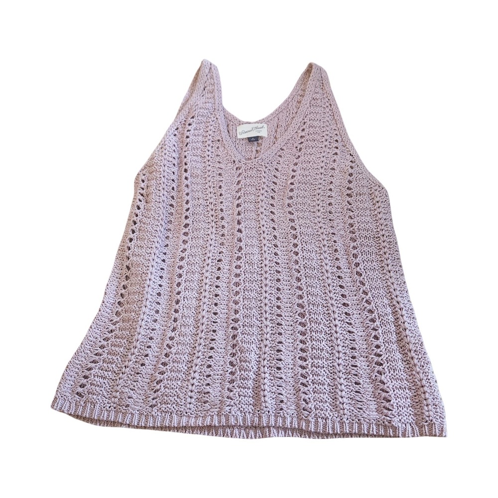 Universal Thread Pink Crochet Knit V-Neck Sweater Tank Top Medium Lilac Boho